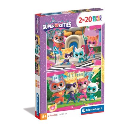 משחק פאזל סופר קיטיז 2x20 חלקים אריזת המשחק, חברת קודקוד